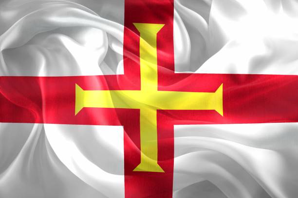 istock Guernsey flag - realistic waving fabric flag 1485792882