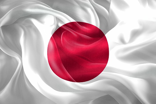 Japan flag - realistic waving fabric flag