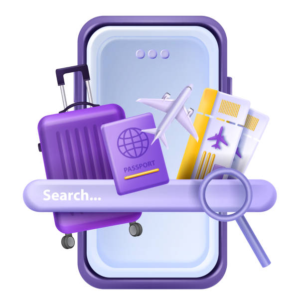 istock 3D travel vacation flight ticket search vector online booking research hotel airplane data analysis. 1485794504