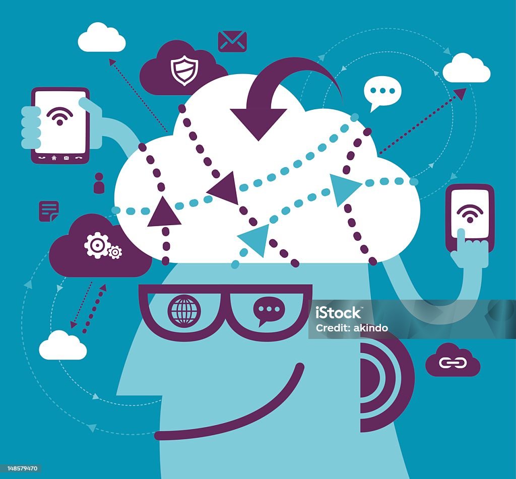 Computación en nube - arte vectorial de Comunicación libre de derechos