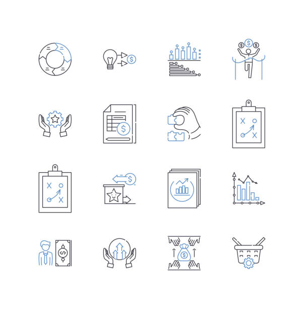 illustrazioni stock, clip art, cartoni animati e icone di tendenza di collezione di icone della linea di energia rinnovabile. solare, eolico, idroelettrico, geotermico, biomassa, maremoti, vettore rinnovabile e illustrazione lineare. sostenibile, alternativo, segnali di contorno verde impostato - climate invention energy tide