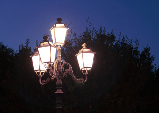 istock Illuminated classical style lamppost in Castro, Italy. 1485797463