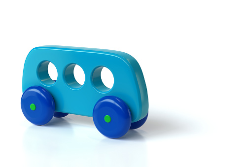 Children's Toy Bus on a White Background. 3d Rendering
