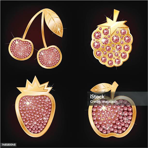 Ikony Z Owoców - Stockowe grafiki wektorowe i więcej obrazów Biżuteria - Biżuteria, Bling bling, Grafika wektorowa