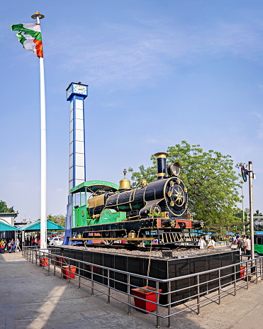 Vijayawada, Andhra Pradesh,India-January 25th,2023:Replica of 167 years old Steam locomotive EIR 22 also known as Fairy Queen on display.