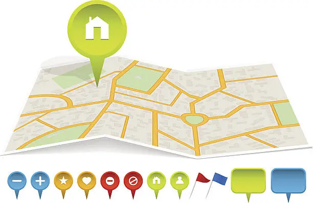 Vector illustration of City map with labels