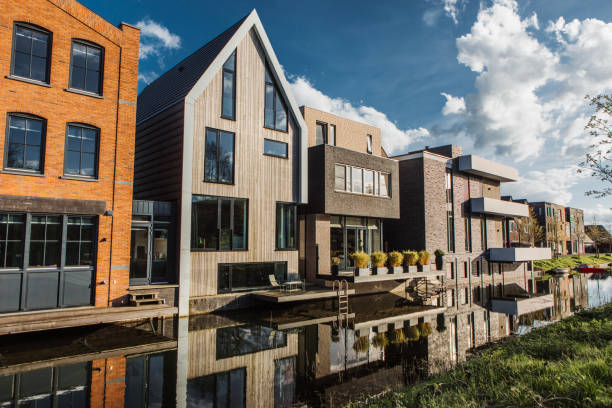 Sustainable new housing development in the Netherlands stock photo