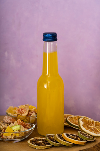 Juice bottle isolated on white.