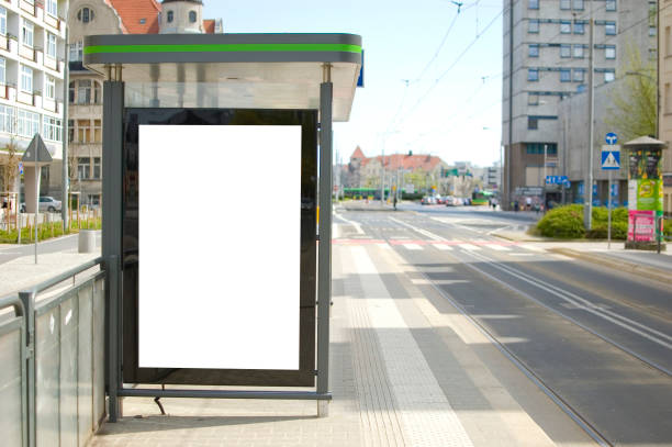 istock Outdoor advertising billboard at the tram stop. 1485821123