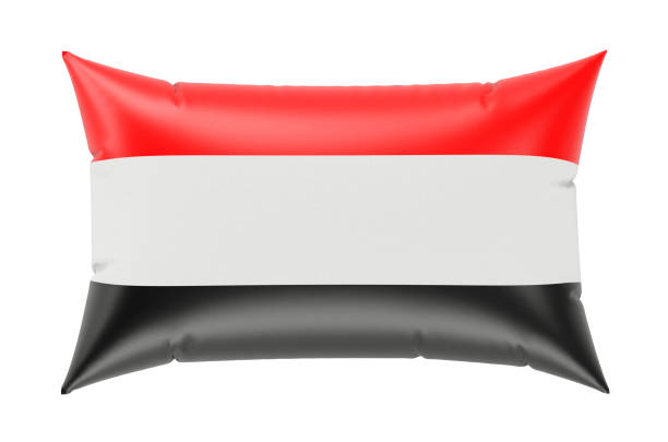 Pillow with Yemeni flag, 3D rendering isolated on white background