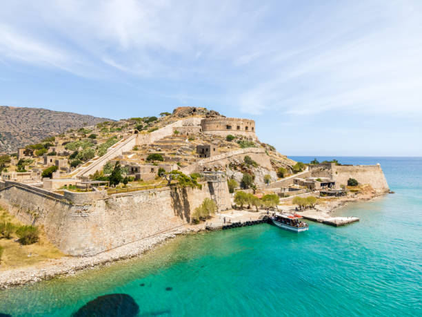 istock Close-up view by drone of Spinalonga island on Crete, Greece. 1485828100