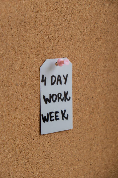 istock 4 day work week text on paper note pinned to desk four day working week concept. Modern approach doing business short workweek. Effectiveness of employees. Productivity and efficiency 1485837838
