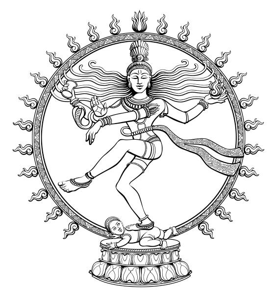 шива натараджа - shiva hindu god statue dancing stock illustrations