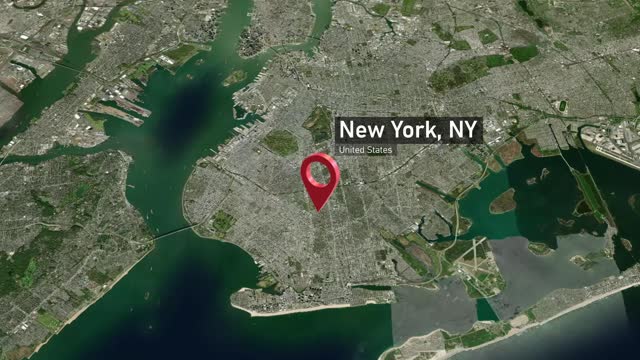 New York City Map Zoom from Space to Earth, New York, USA