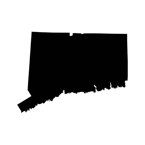 Vector illustration of Connecticut US Blank Map Vector Template Black Solid Color and Outline Isolated on White Background. easy to edit.