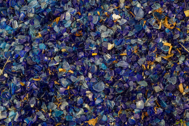 istock Blue and purple broken pieces of glass 1485853449