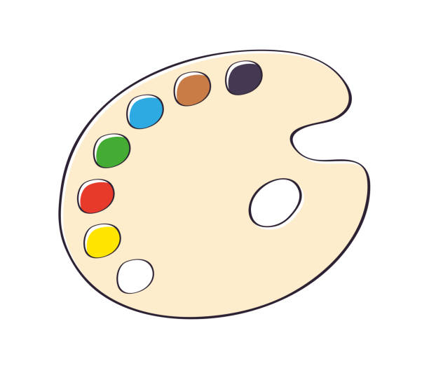 ilustrações de stock, clip art, desenhos animados e ícones de painting art palette with colors swatches - circle paint oil paint acrylic painting