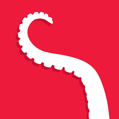 Vector illustration of a red tentacle icon in flat style.