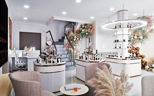Cosmetics and body care shop, 3d rendering