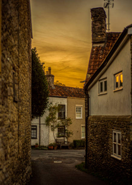 istock Lovely sunset sky over houses. 1485869106