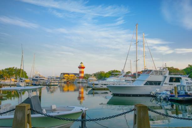 istock Harbor Town Lighthouse at Sunrise-Hilton Head, South Carolina 1485869895
