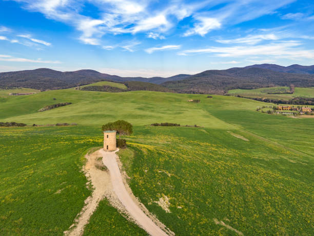 Bibbona old Mill in Tuscany from drone