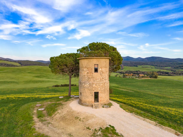 istock Bibbona old Mill in Tuscany from drone 1485875028