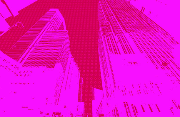 Digitally Generated Abstract Background of financial district skyscrapers