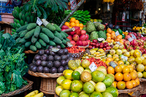 Tropical fruit market in Madeira,Portugal.