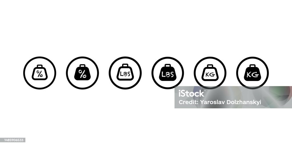 Simple Kg Lbs And Percent Weight Web Symbol Dumbbell Vector Icon Kg Lbs