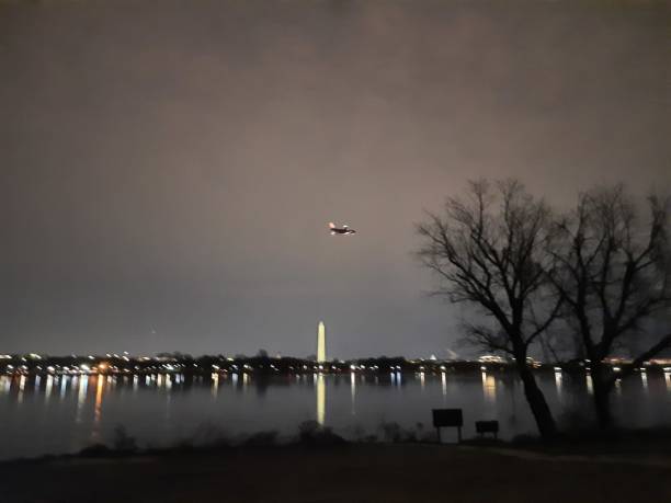 Reflexion of Washington, DC lights on the Potomac River at night