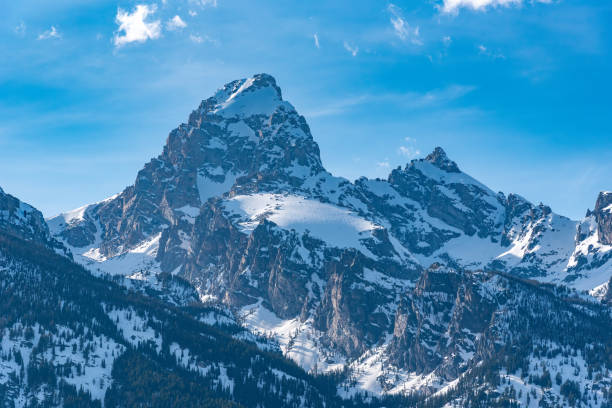 Teton range peaks as seen from the west in Idaho in western USA, North America.