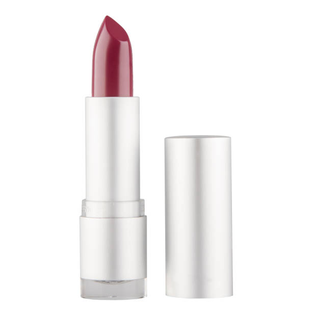 istock Open lipstick in a silver case on a white isolated background 1485910052