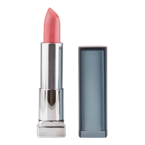 istock Open lipstick in a silver case on a white isolated background 1485910137
