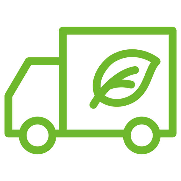 istock Truck icon with leaf. Vector simple line icon for eco, recycle or sustainable products. 1485911557
