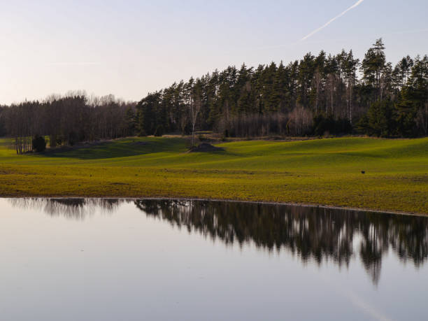 Scenic view of lake against clear sky