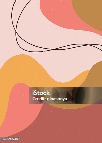 istock Abstract contemporary modern trendy. Set of creative minimalist hand painted illustrations for social media, wall decoration 1485915389
