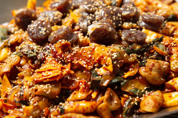 Spicy stir-fried sundae, Korean food