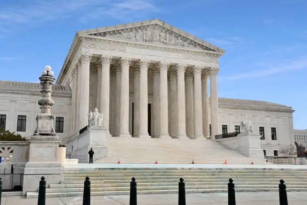 Photo of Steps leading to the Supreme Court building entrance at the capital of Washington D.C., United States.