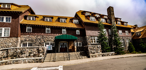 Crater Lake NP. Oregon, USA - September 20,2022:  Crater Lake is a jewel offering its many facets morning, noon and night, featuring accommodations at Crater Lake Lodge.