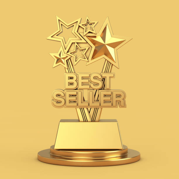 istock Golden Best Seller Business Award Trophy. 3d Rendering 1485938556