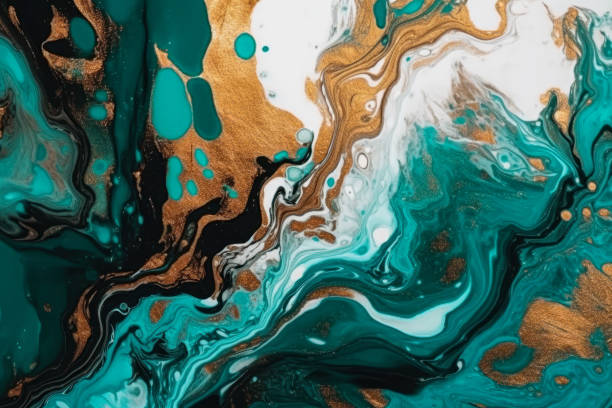istock Luxury Liquid White, Blue and Gold Marble Background Texture. 3d Rendering 1485938944