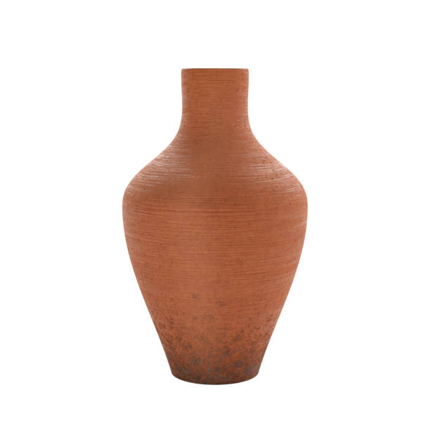 istock Retro Orange Clay Ceramic Pot Vase. 3d Rendering 1485939044