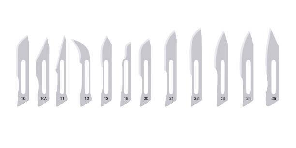 Set of Hygienic Surgical Scalpel Blades Bisturi. 3d Rendering stock photo