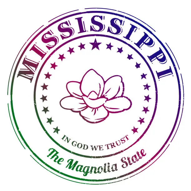 Vector illustration of Mississippi Flag Travel Stamp