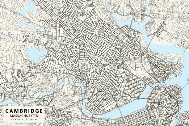Vector illustration of Cambridge, Massachusetts, USA Vector Map