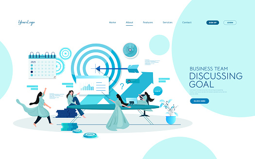 Increase in finance. Internet banner concept in flat design vector illustration in blue background.