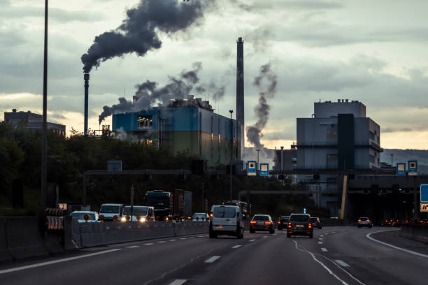 WOLFSBURG, GERMANY, 28 September 2023: View of Autostadt Museum and Wolfsburg Volkswagen plant from the canal.