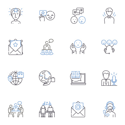 Press release outline icons collection. News, Announcement, Alert, Communication, Disclosure, Statement, Bulletin vector and illustration concept set. Release,Bulletin linear signs and symbols