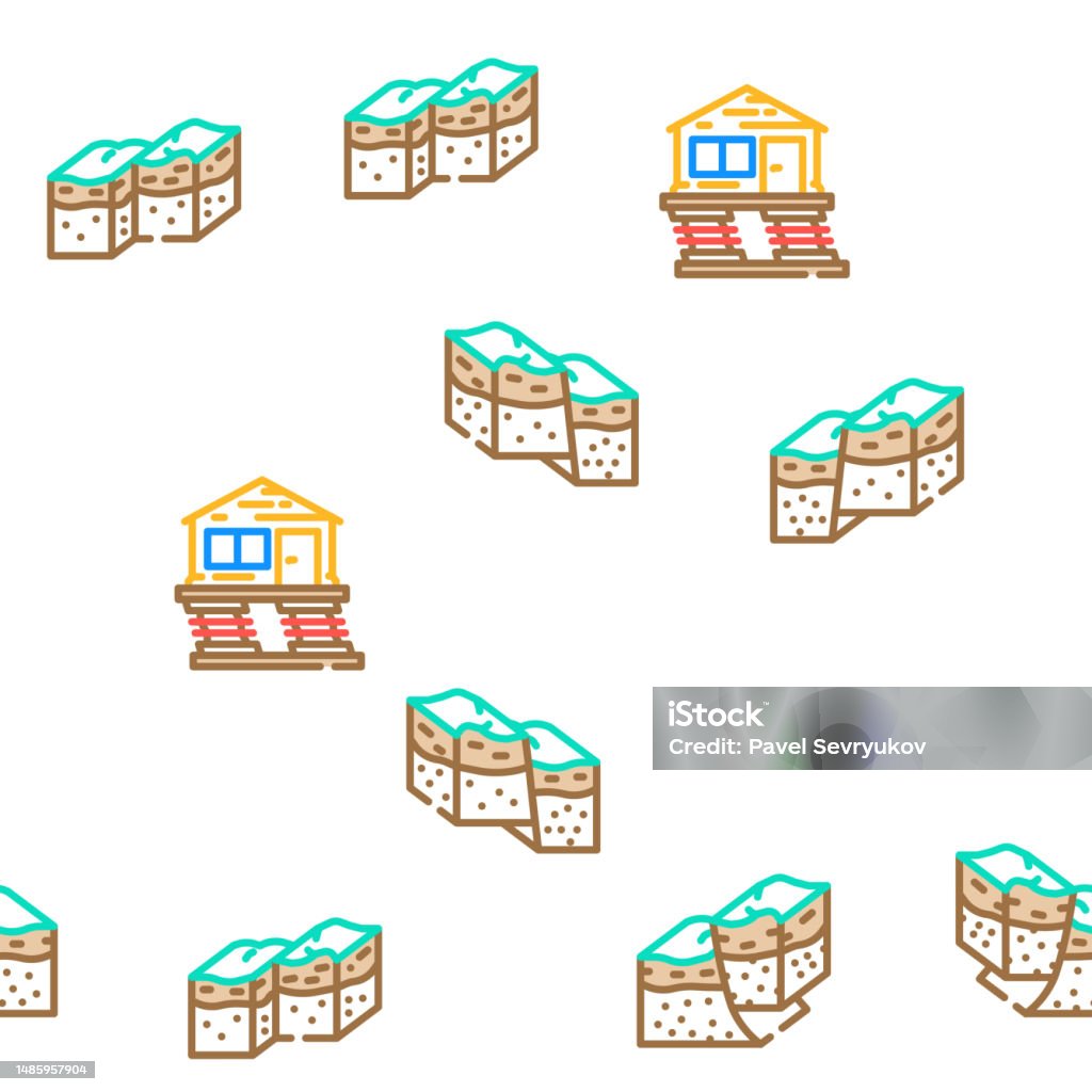 Damage Part Vector Earthquake Damage Destruction Vector Seamless Pattern Stock ...